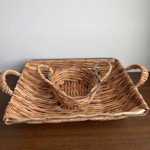 Woven Wood & Metal Basket Set